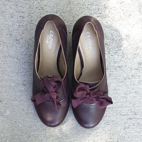 Crown Vintage Burgundy Red Round Toe Menswear-inspired Oxford Ankle Booties - Picture 3 of 6